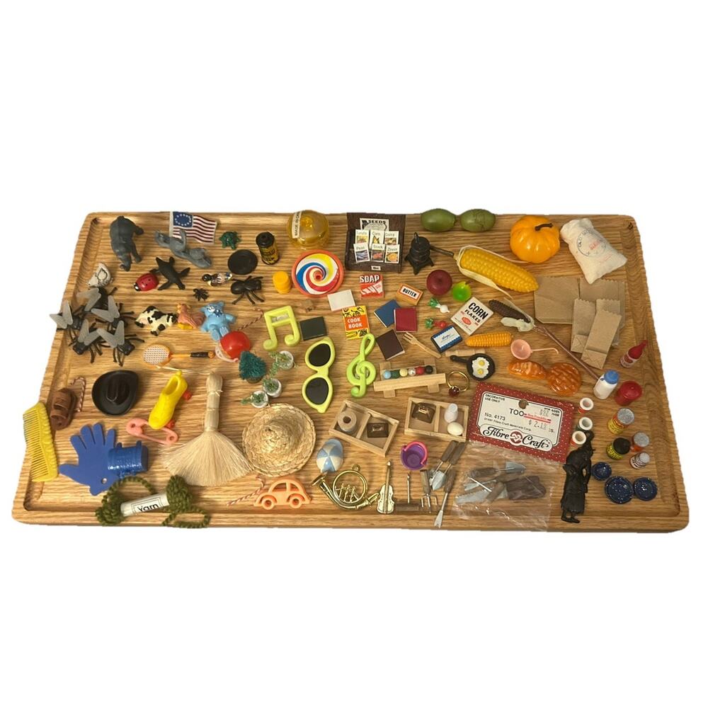 VTG Lot 100+ DOLL HOUSE MINI FOOD FRUIT VEGGIES HOUSE LIFE PLANTS MISC HUGE LOT